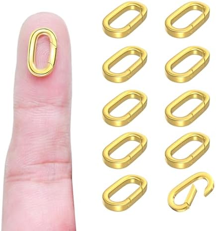 OHINGLT 10Pcs Carabiner Clip Pendant Clasps – 18K Gold Necklace Clasp and Closures, Bracelet Charm Connector for Women - Image 2